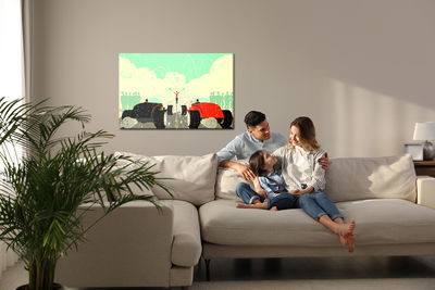 Ljuddämpande tavla - A retro car race