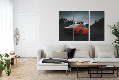 Ljuddämpande tavla - Orange retro car