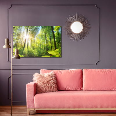 Ljuddämpande tavla - Sunrise in a green forest