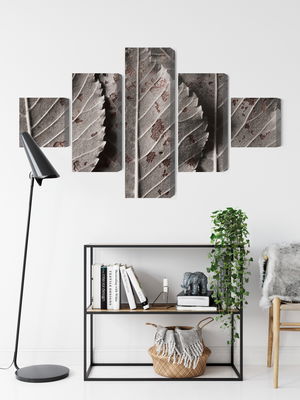 Ljuddämpande tavla - Gray leaves on a macro scale