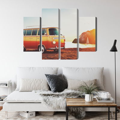 Ljuddämpande tavla - Retro car on the beach