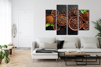 Ljuddämpande tavla - Ground coffee and beans