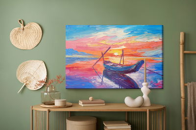 Ljuddämpande tavla - Fishing boats in the sea