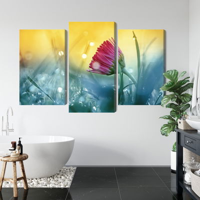 Ljuddämpande tavla - Pink flower on a 3d meadow