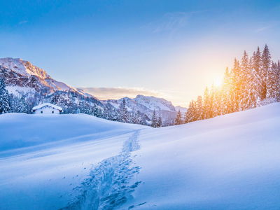 Ljuddämpande tavla - The alps at winter time 3d