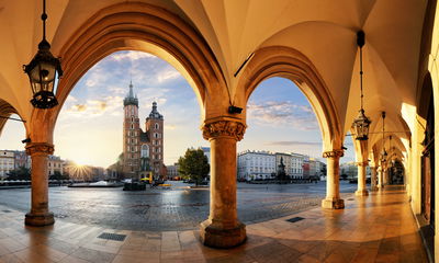Ljuddämpande tavla - View of Kraków at sunset