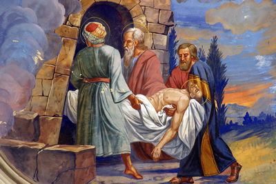 Ljuddämpande tavla - Jesus is placed in the tomb