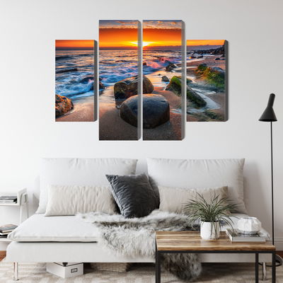 Ljuddämpande tavla - 3d beach sunset