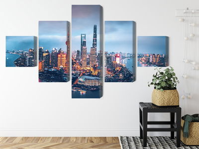 Ljuddämpande tavla - Shanghai panorama at night