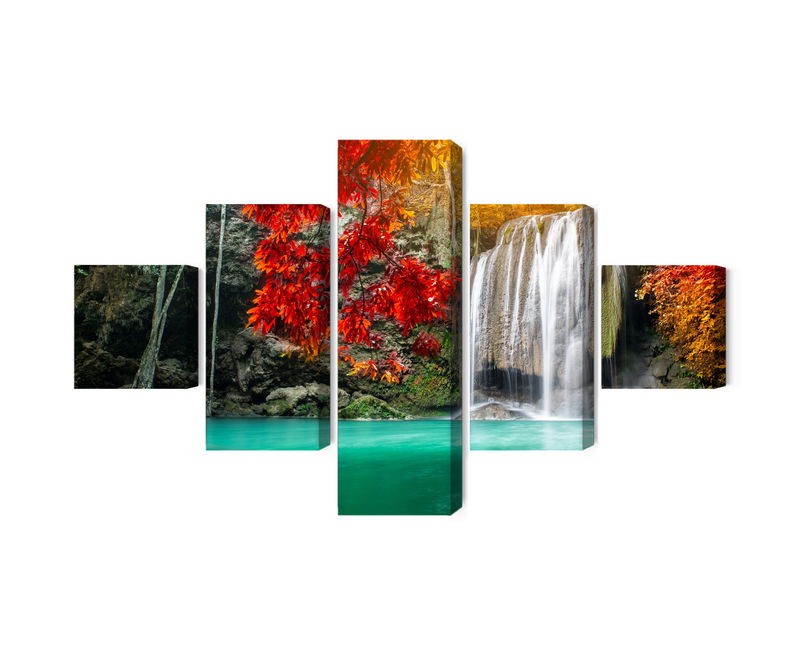 Ljuddämpande tavla - Cascade in the autumn forest