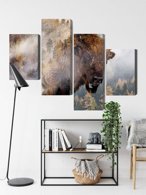 Ljuddämpande tavla - A bison on the background