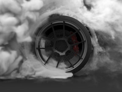 Ljuddämpande tavla - Car wheel in a cloud of 3d