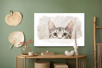 Ljuddämpande tavla - Curious kitten painted