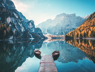 Ljuddämpande tavla - Lake braies in the italian