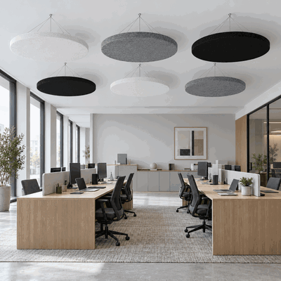Ljudabsorbering till tak - PES circle ceiling