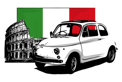 Ljuddämpande tavla - Retro auto on the background