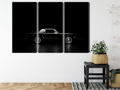 Ljuddämpande tavla - Black retro car on a dark