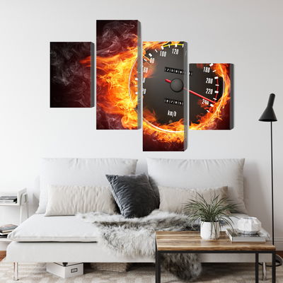 Ljuddämpande tavla - Speedometer in flames