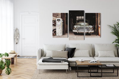 Ljuddämpande tavla - Old car in vintage style