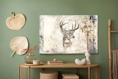 Ljuddämpande tavla - Deer in vintage style