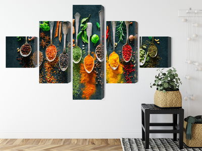 Ljuddämpande tavla - Herbs and spices on spoons