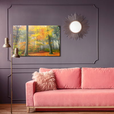 Ljuddämpande tavla - Misty autumn forest