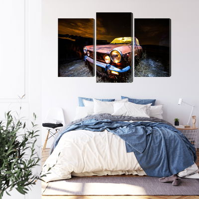 Ljuddämpande tavla - Old abandoned car 3d