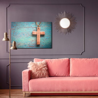 Ljuddämpande tavla - Cross on a blue background