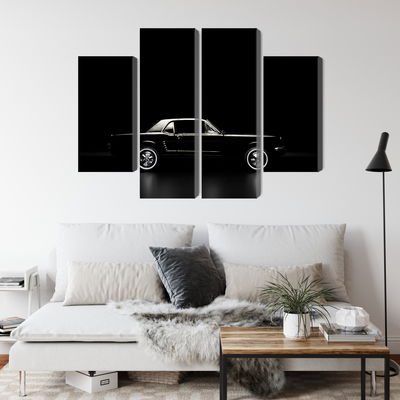 Ljuddämpande tavla - Black retro car on a dark