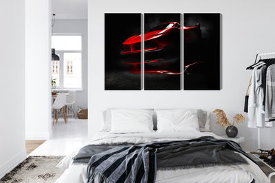 Ljuddämpande tavla - Red sports car 3d