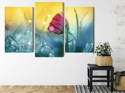 Ljuddämpande tavla - Pink flower on a 3d meadow