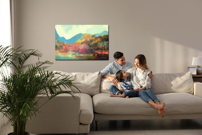 Ljuddämpande tavla - Autumn landscape as if