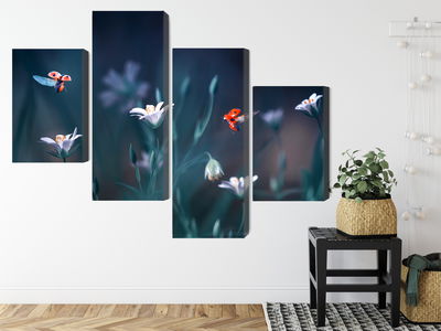 Ljuddämpande tavla - Ladybugs and wildflowers