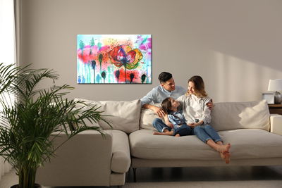 Ljuddämpande tavla - Colorful watercolor poppies