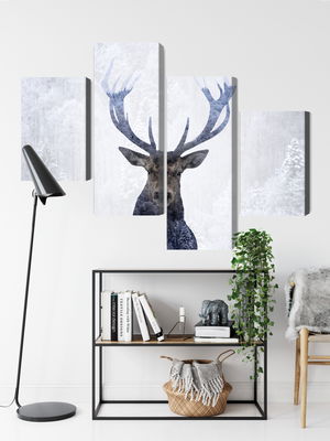 Ljuddämpande tavla - Deer in the winter 3d forest