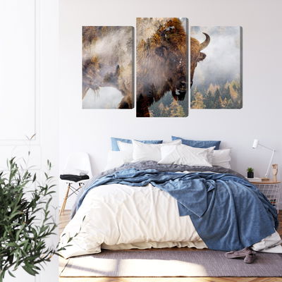 Ljuddämpande tavla - A bison on the background