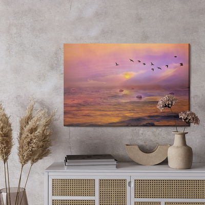 Ljuddämpande tavla - Birds over the ocean