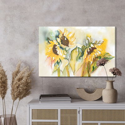Ljuddämpande tavla - Watercolor sunflowers