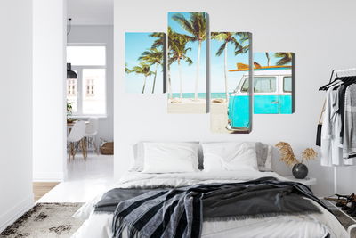 Ljuddämpande tavla - Retro car on the beach 3d