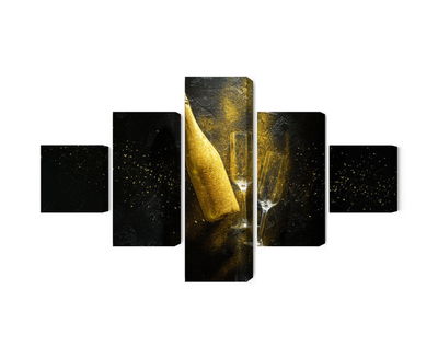 Ljuddämpande tavla - Golden bottle of champagne