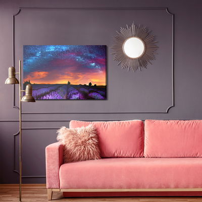 Ljuddämpande tavla - Lavender field on a starry