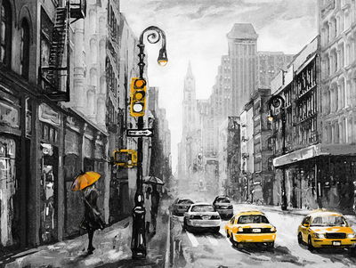 Ljuddämpande tavla - American city street view