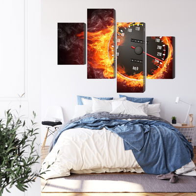 Ljuddämpande tavla - Speedometer in flames