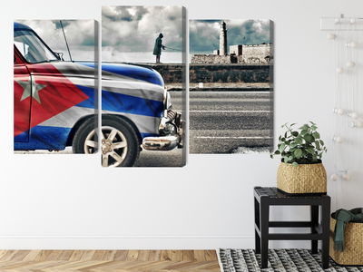 Ljuddämpande tavla - A car with a cuban flag