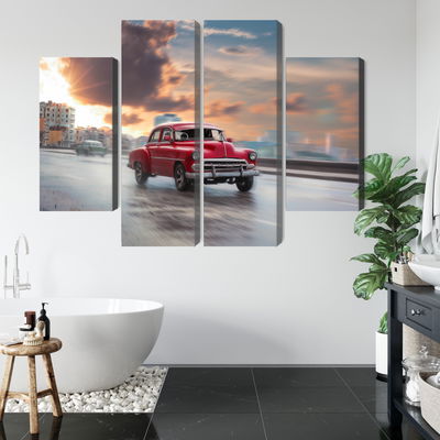 Ljuddämpande tavla - Historic car on the road