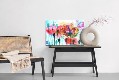 Ljuddämpande tavla - Colorful watercolor poppies