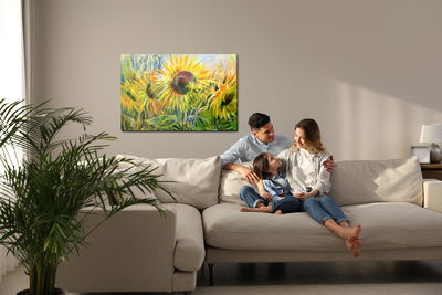 Ljuddämpande tavla - Sunflowers as drawn