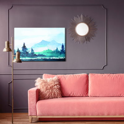 Ljuddämpande tavla - Watercolor mountain landscape