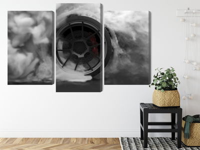 Ljuddämpande tavla - Car wheel in a cloud of 3d