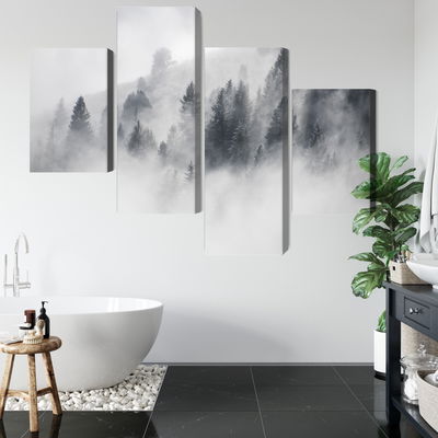 Ljuddämpande tavla - Forest covered with fog